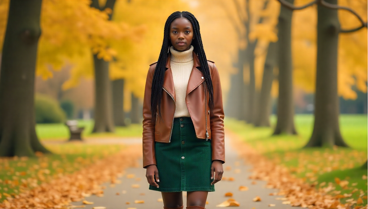 Leather and Corduroy Skirt Style