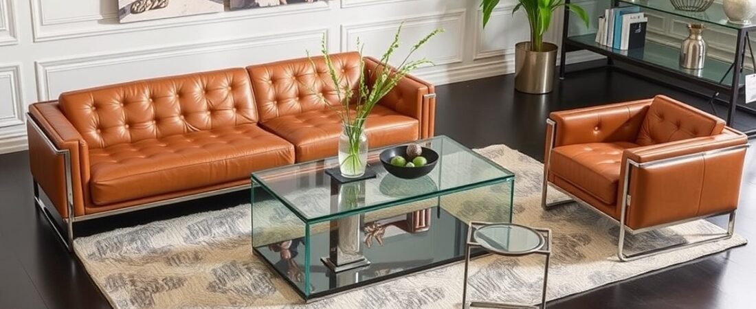 Leather and Glass Furniture Design