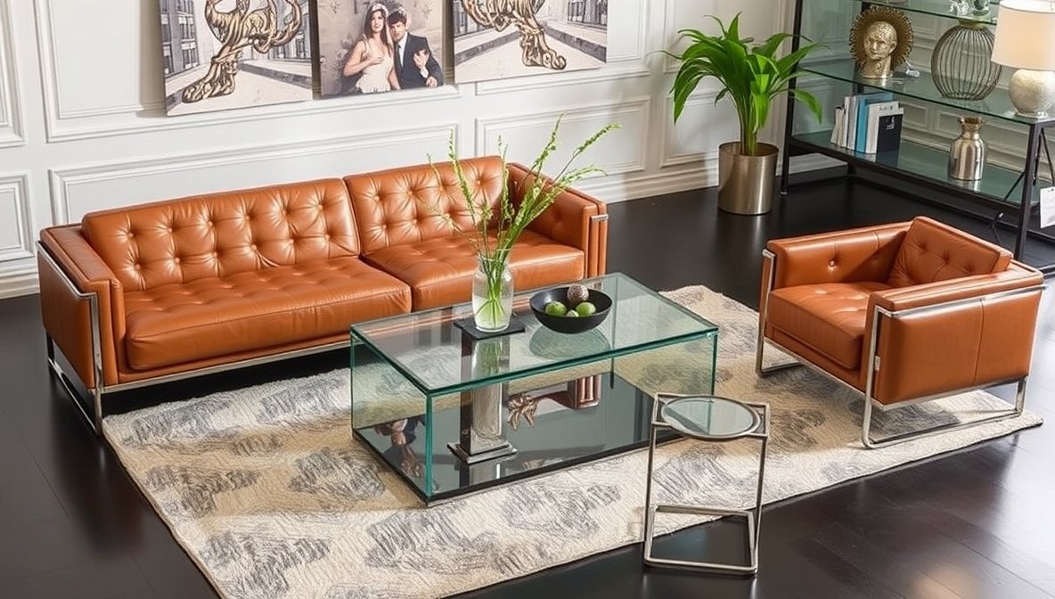 Leather and Glass Furniture Design